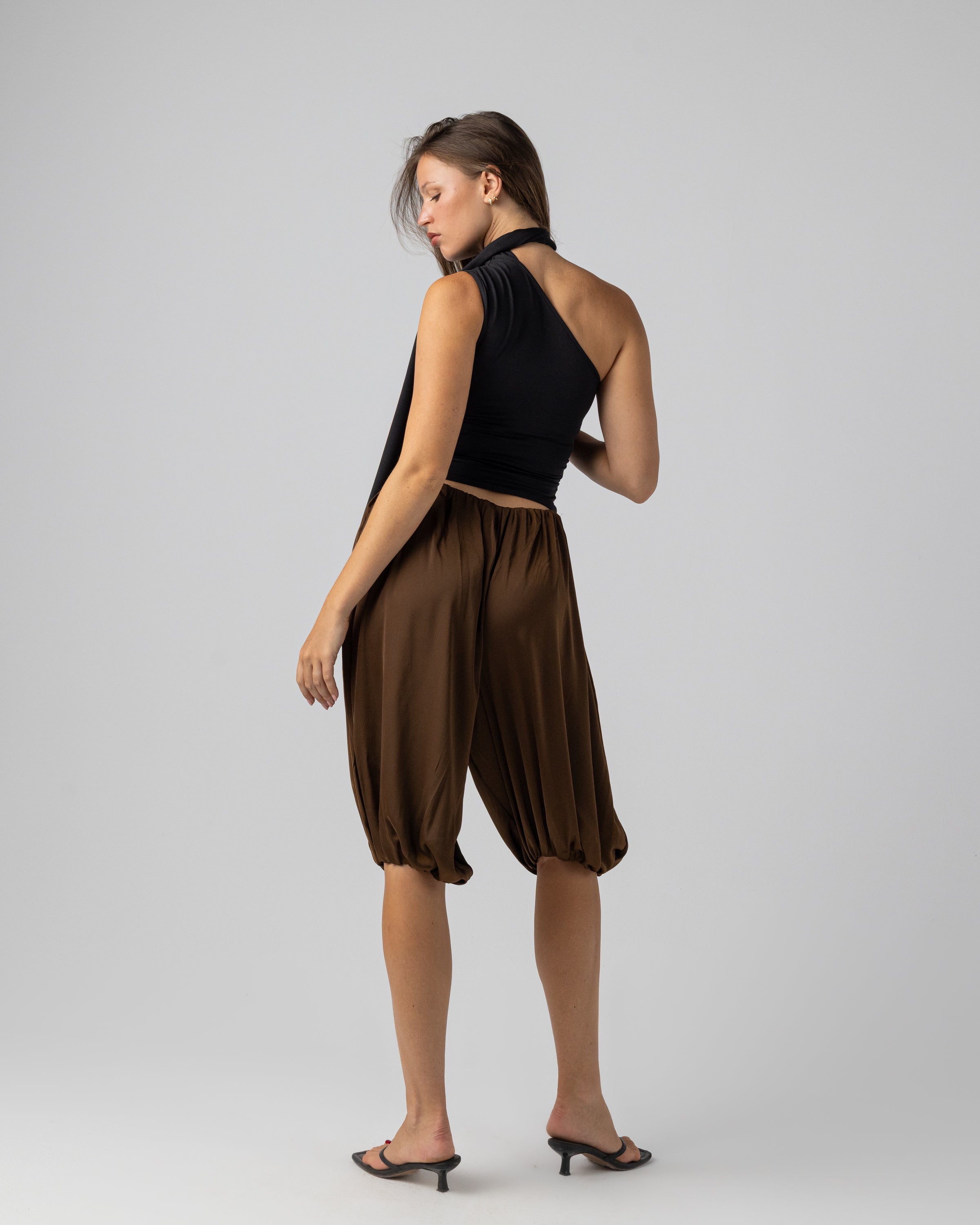 Satan Capris in Brown