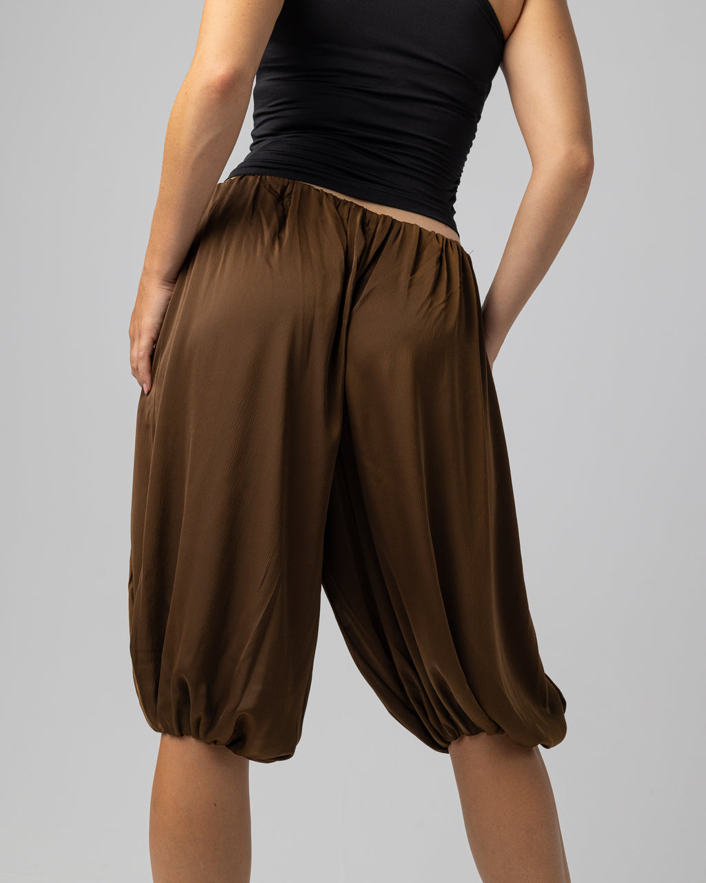 Satan Capris in Brown