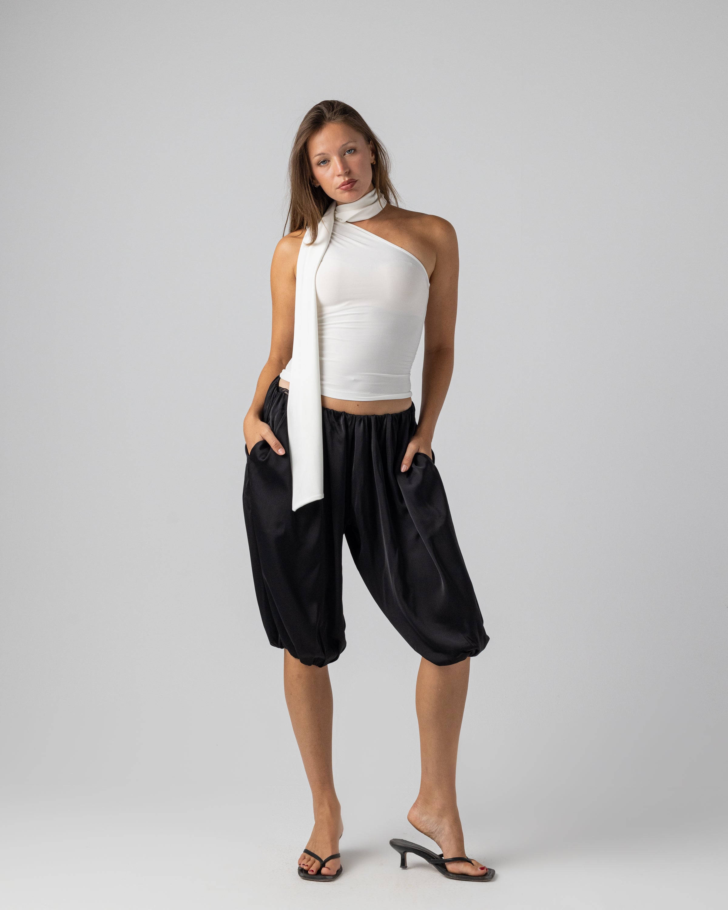 Sculpted One Shoulder top in White
