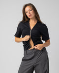 Dual zipper Top in Black
