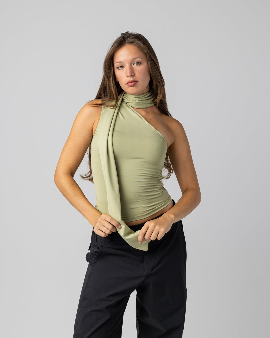 Sculpted One Shoulder top in Pistage