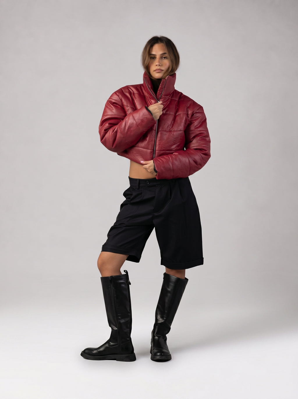 Cropped Waterproof Bomber Jacket