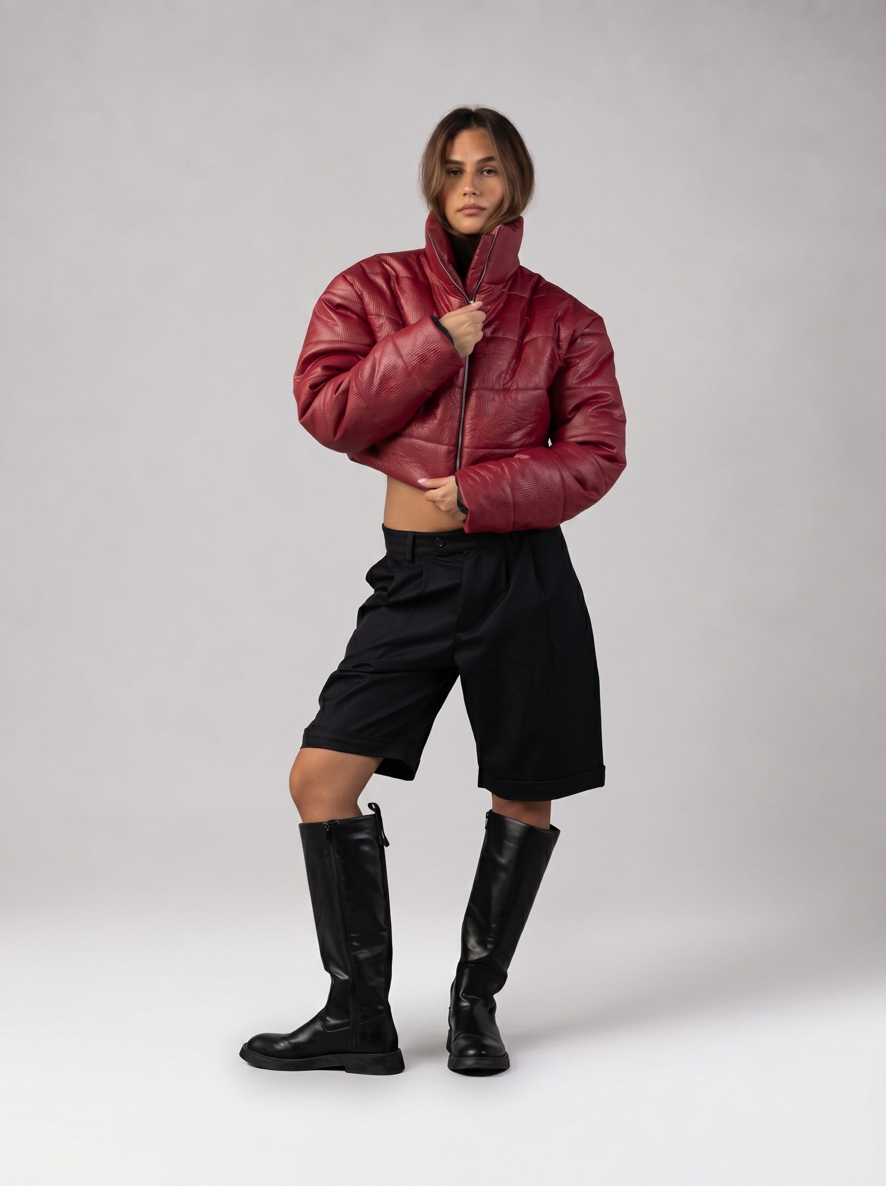 Cropped Waterproof Bomber Jacket