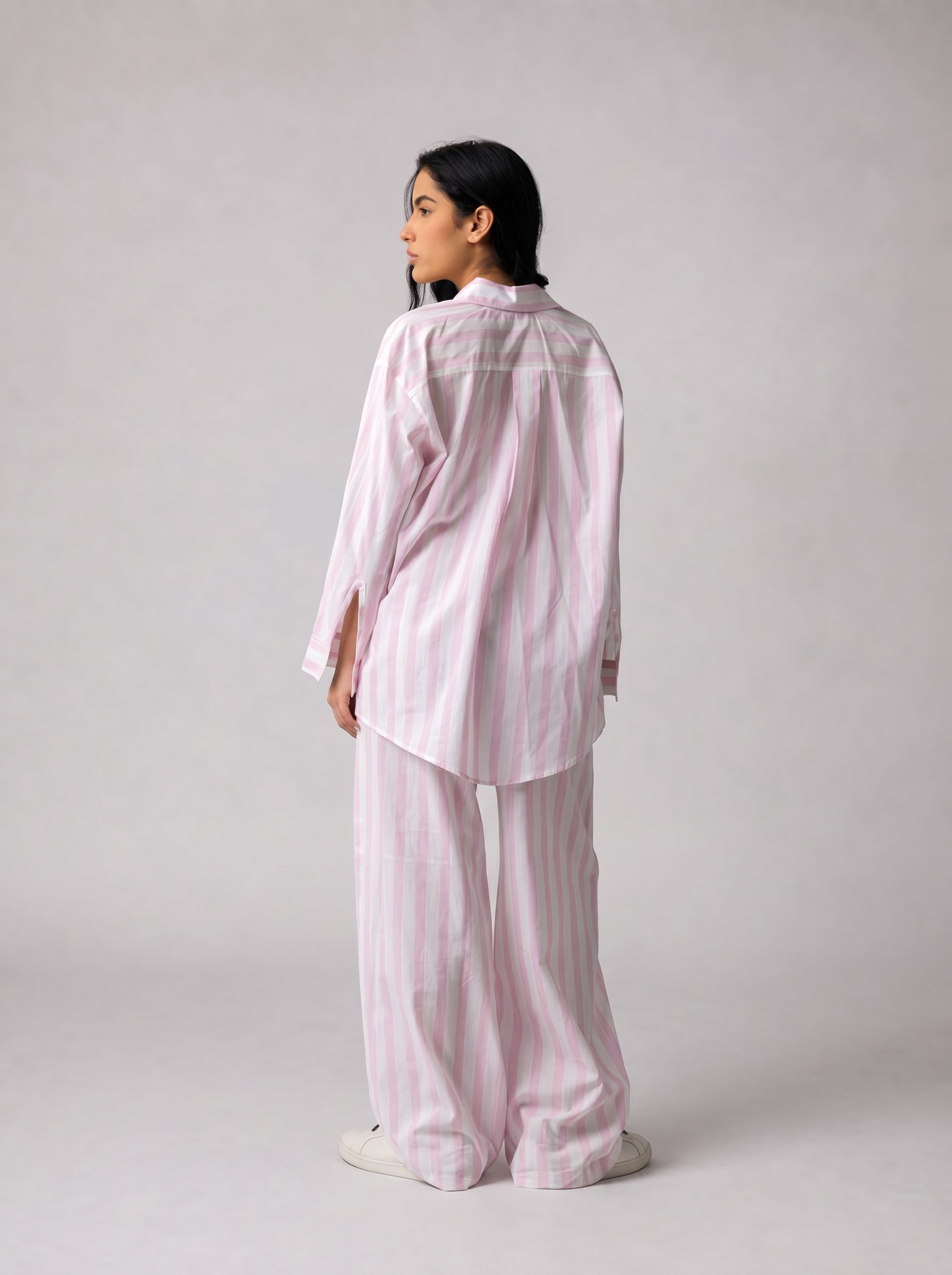 Striped Linen set in Pink