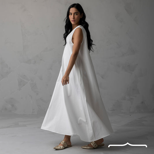 Poplin dress in White