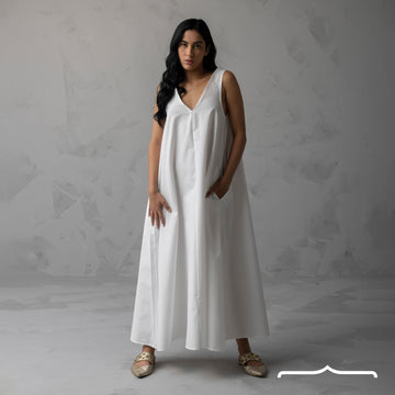 Poplin dress in White