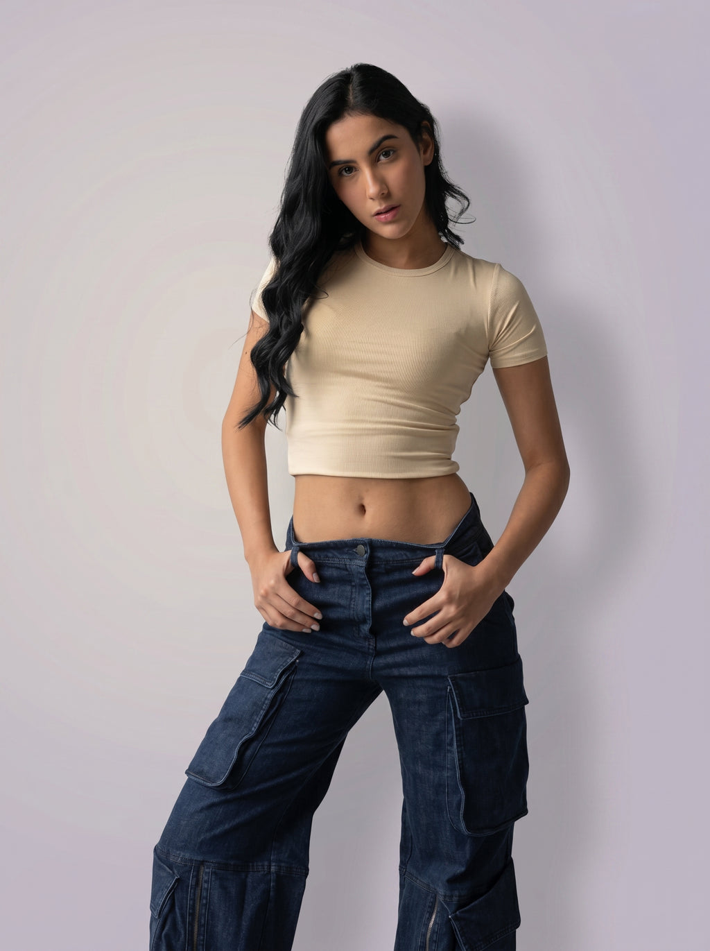 Solid color basic Top in Beige