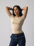 Solid color basic Top in Beige