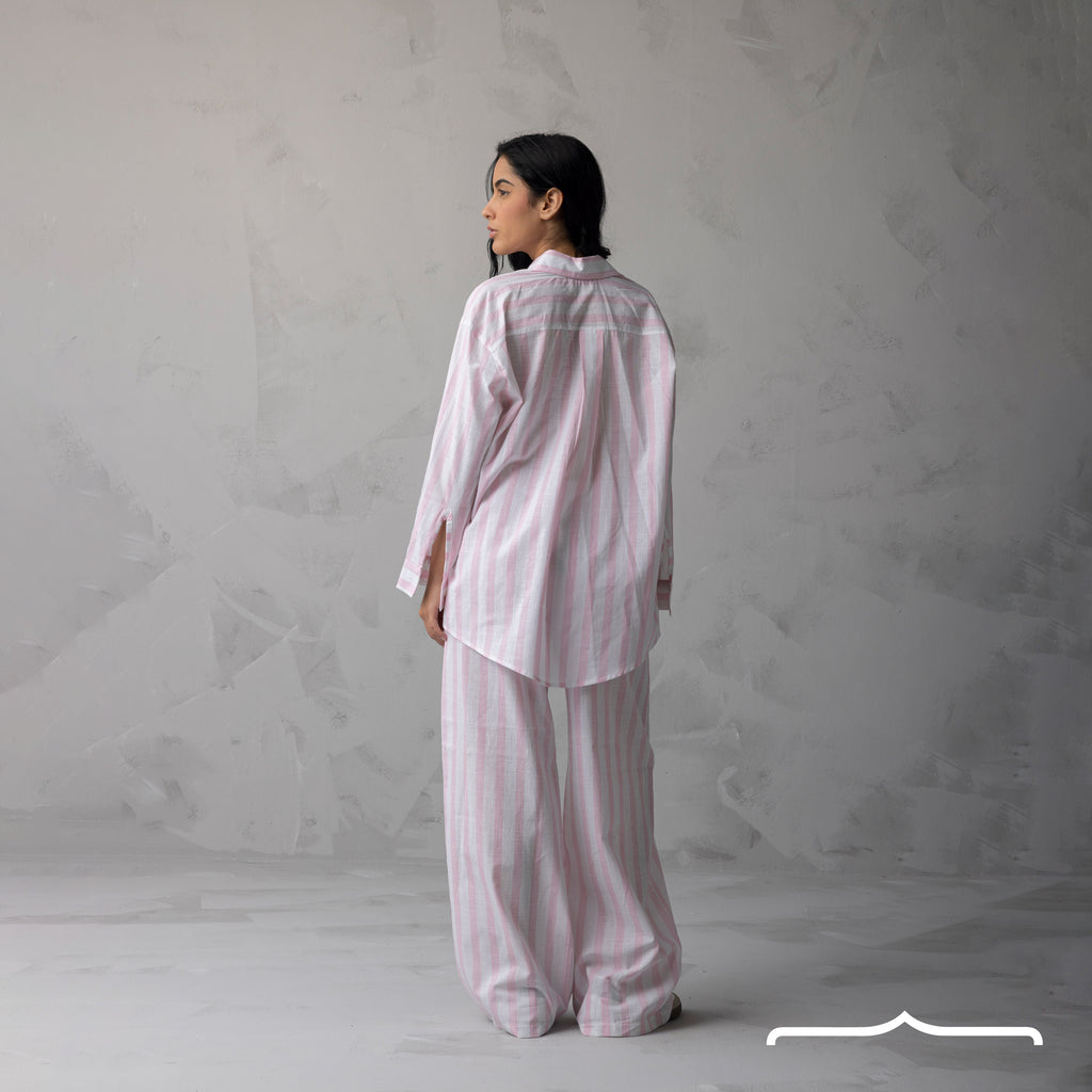Striped Linen set in Pink