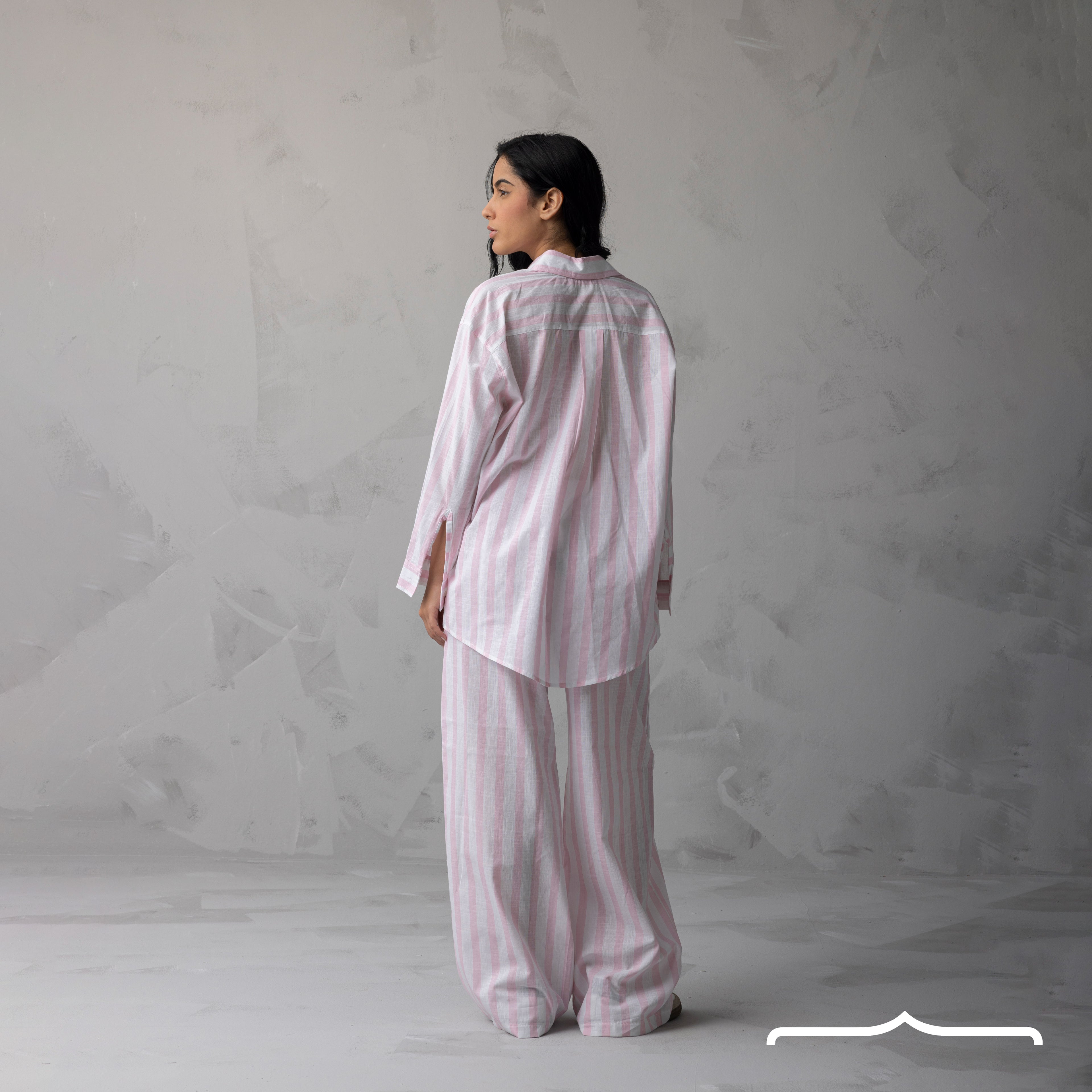 Striped Linen set in Pink