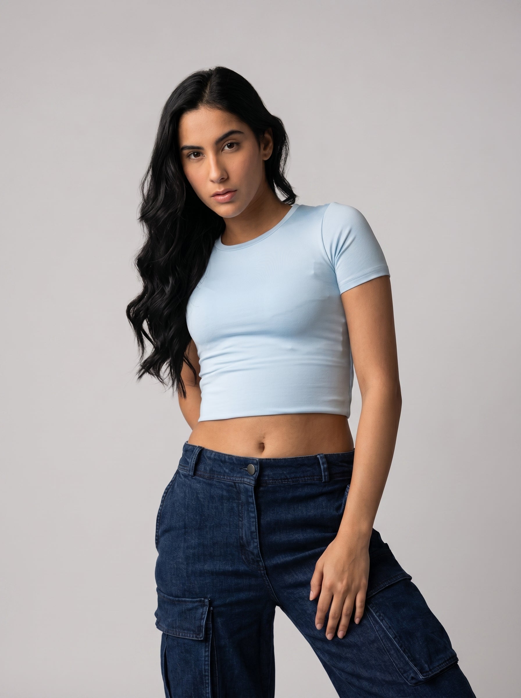 Solid color basic Top in BabyBlue