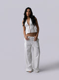 Halter top linen set in White