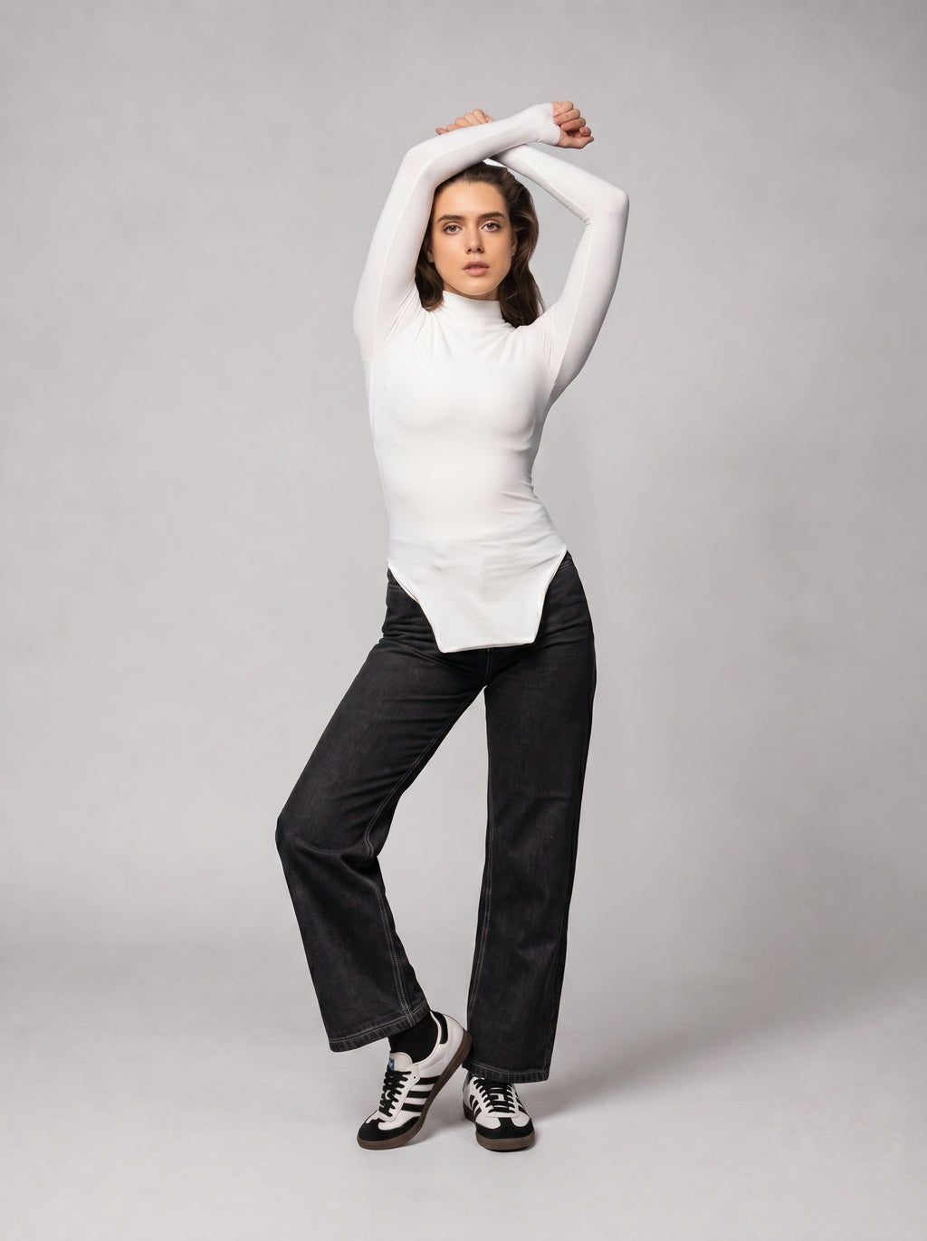 High Neck Top in White