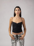 Drapé Slip Top in Black