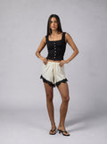 Satan Lace Shorts in Cream