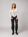 Double sided zipper top in White