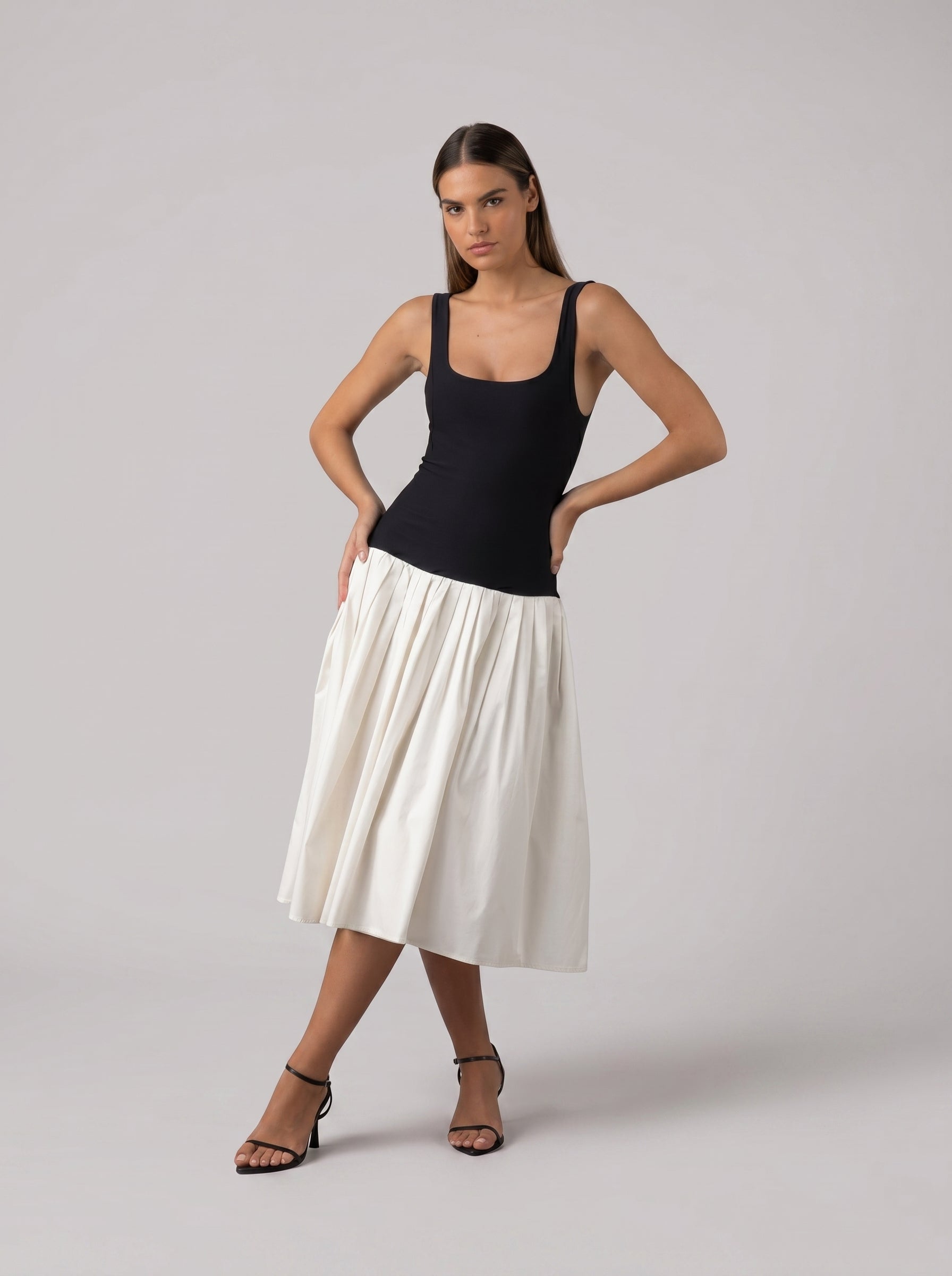 The Audrey Drop-Waist Dress in White