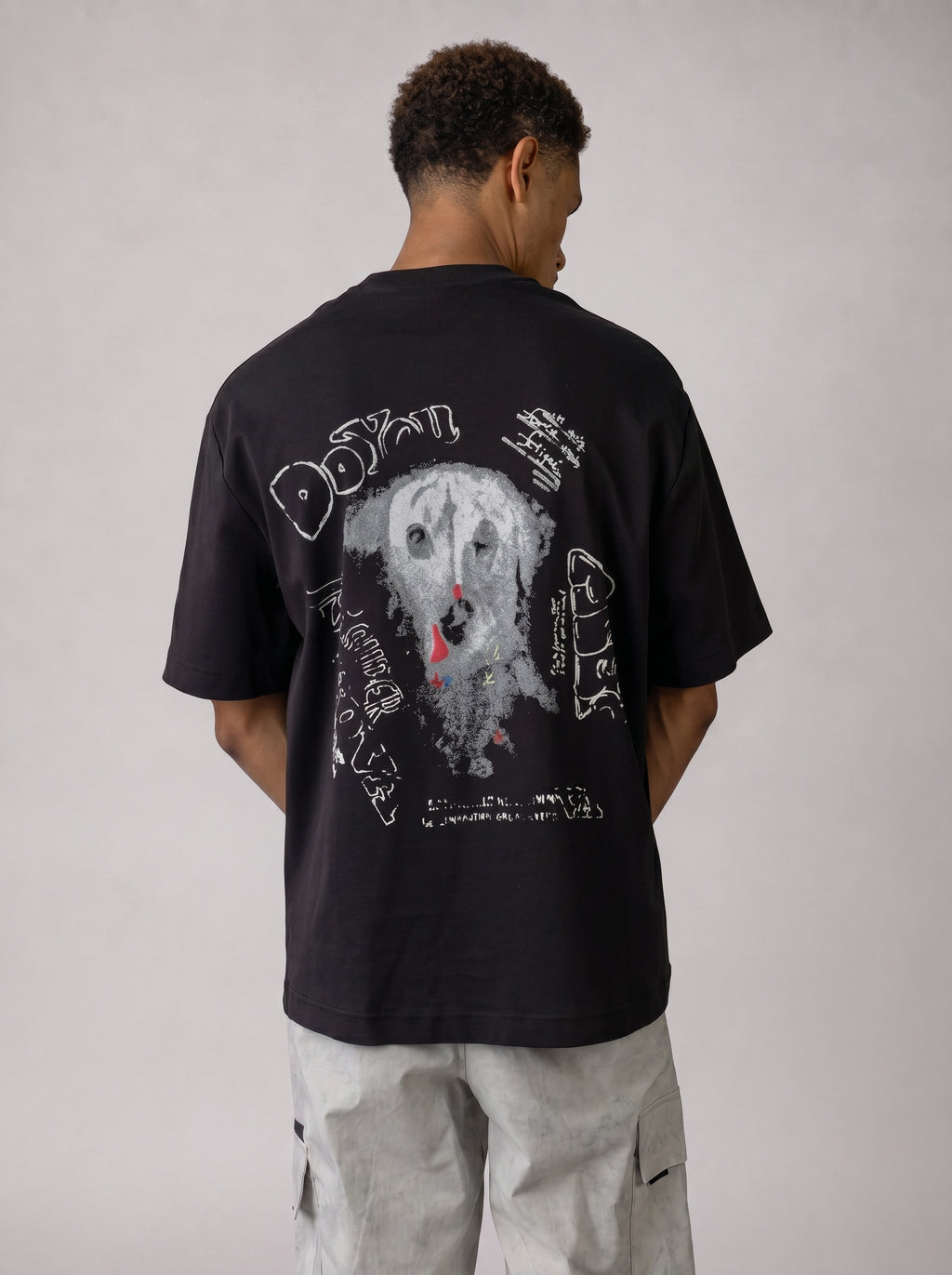 Dalmatian Sketch Oversized T-shirt in Black