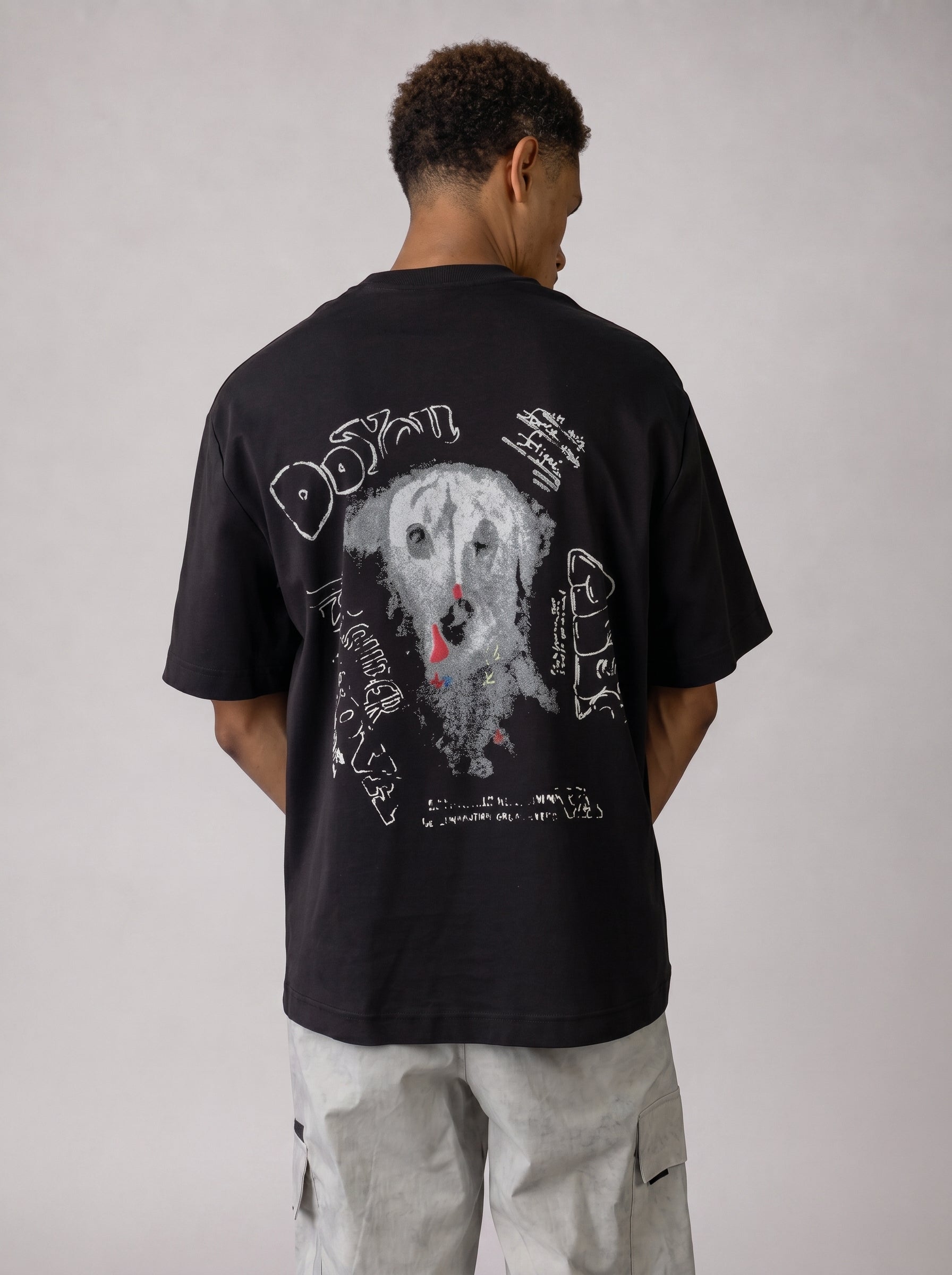 Dalmatian Sketch Oversized T-shirt in Black
