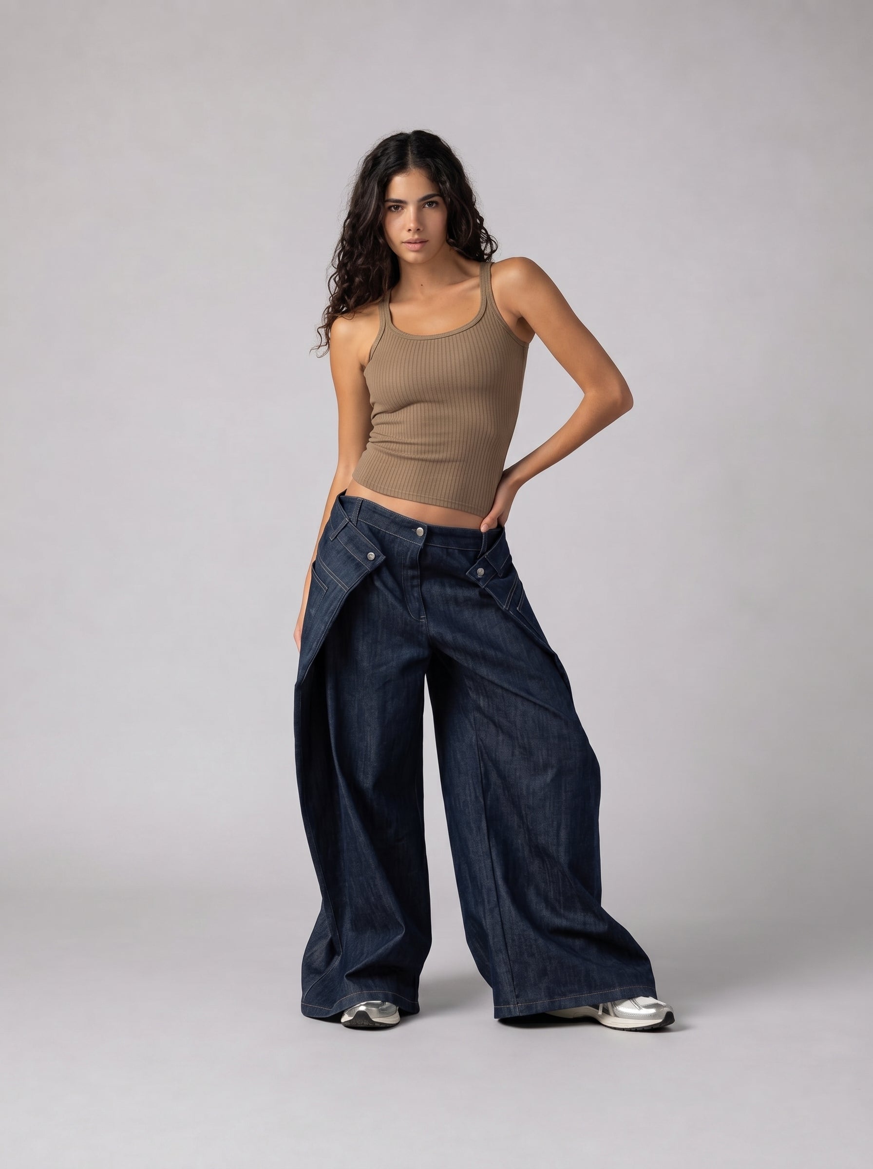 Ribbed Basic Top in Brown