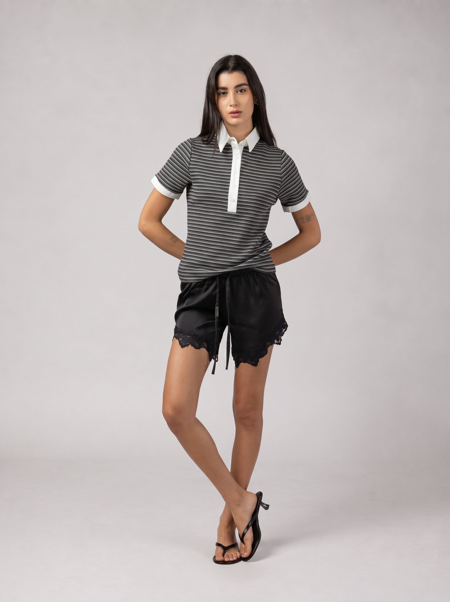 City Stripe Polo in Grey