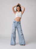 Low Waist Wide Leg Cuffed Denim