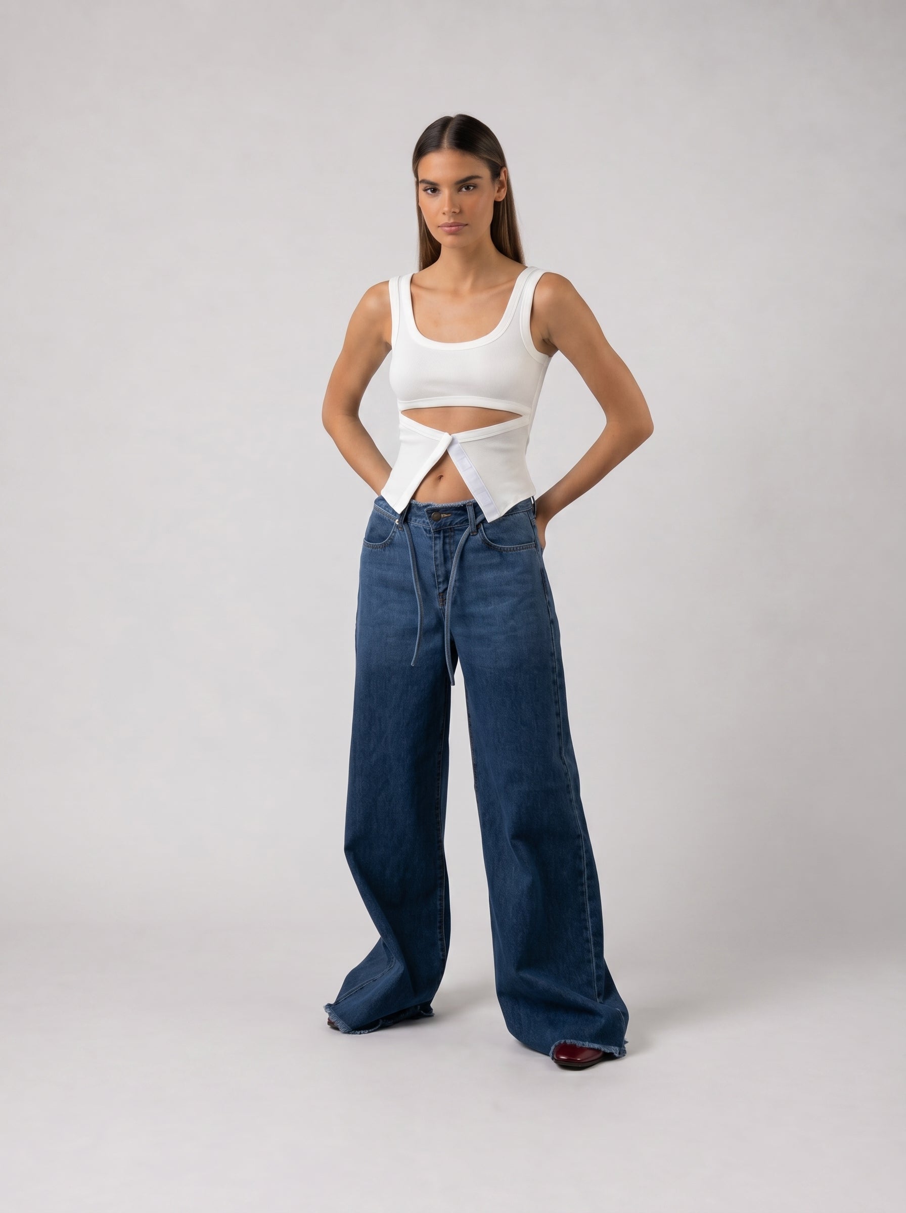 Raw Edge Jeans in Blue