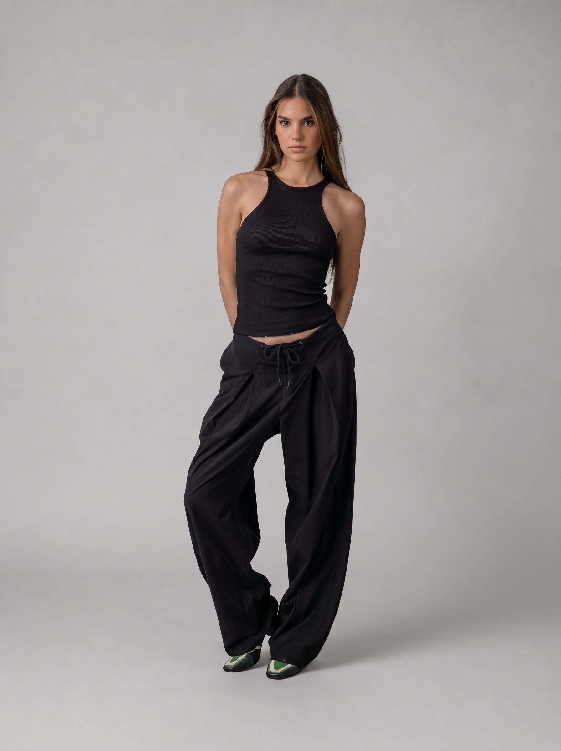 Ripped halter neck top  in Black