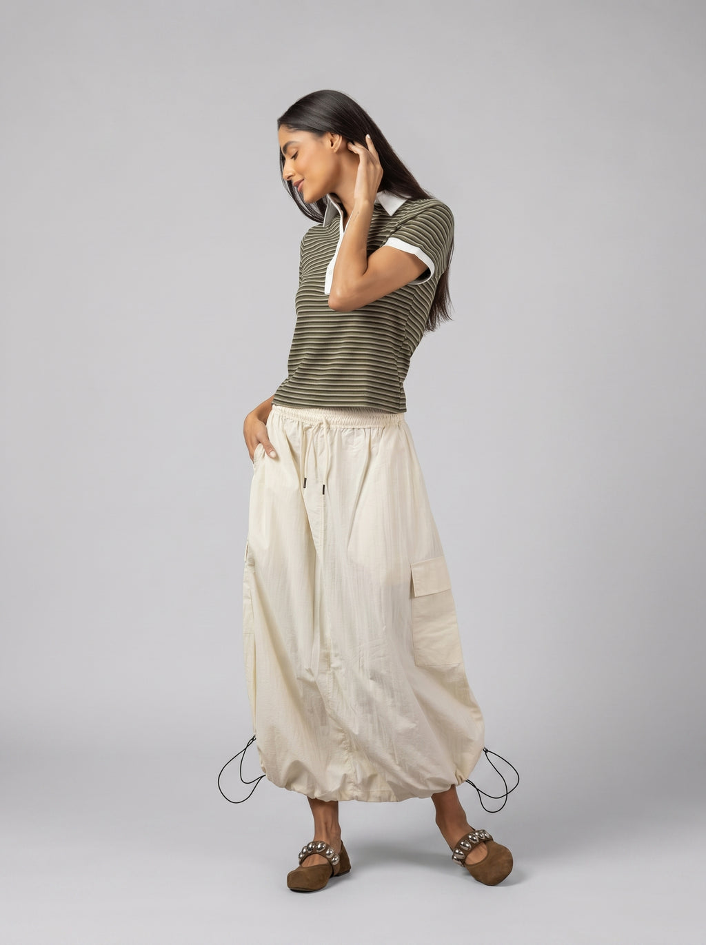 Cargo Adjustable Skirt Cream