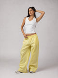 Buttoned Checkered oversize Pants in Yellow
