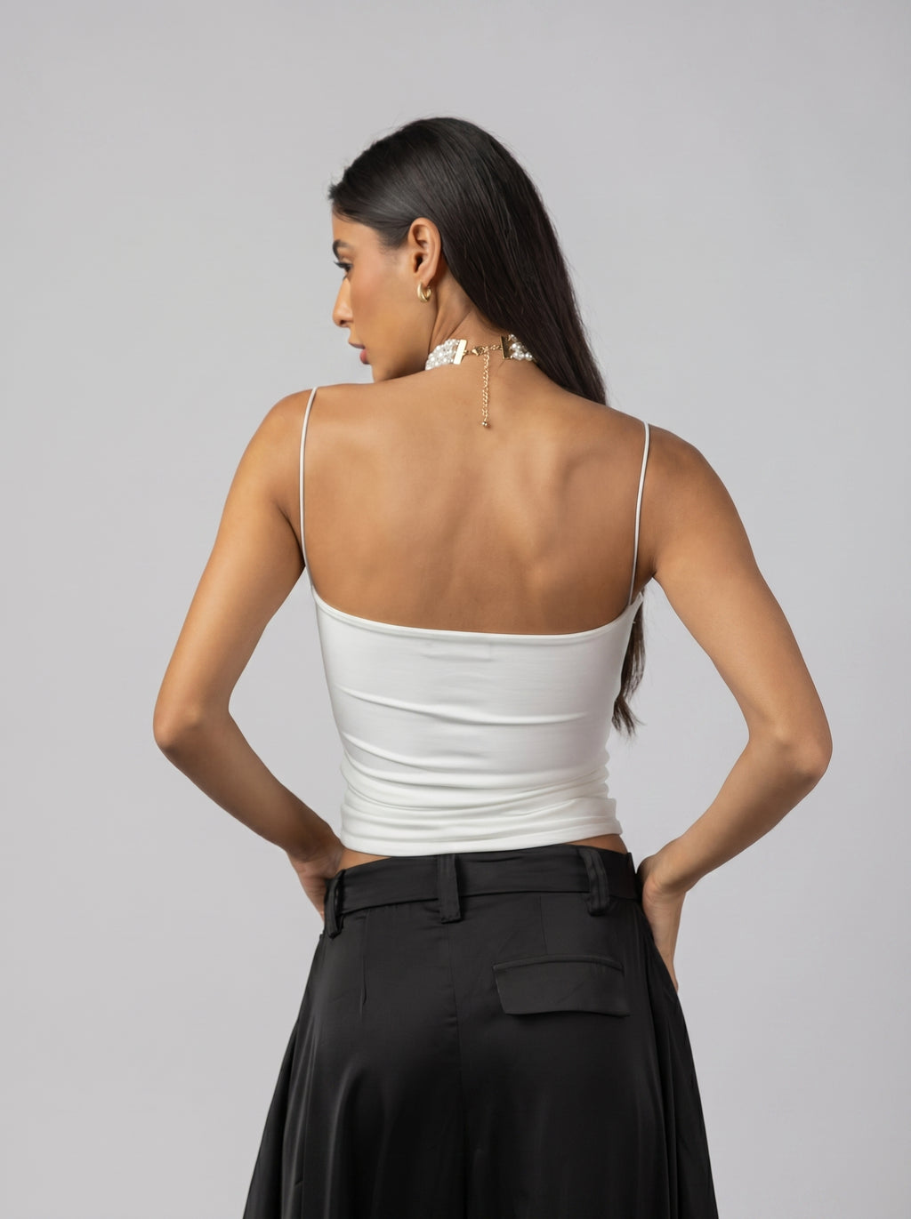 Drapé Slip Top in White