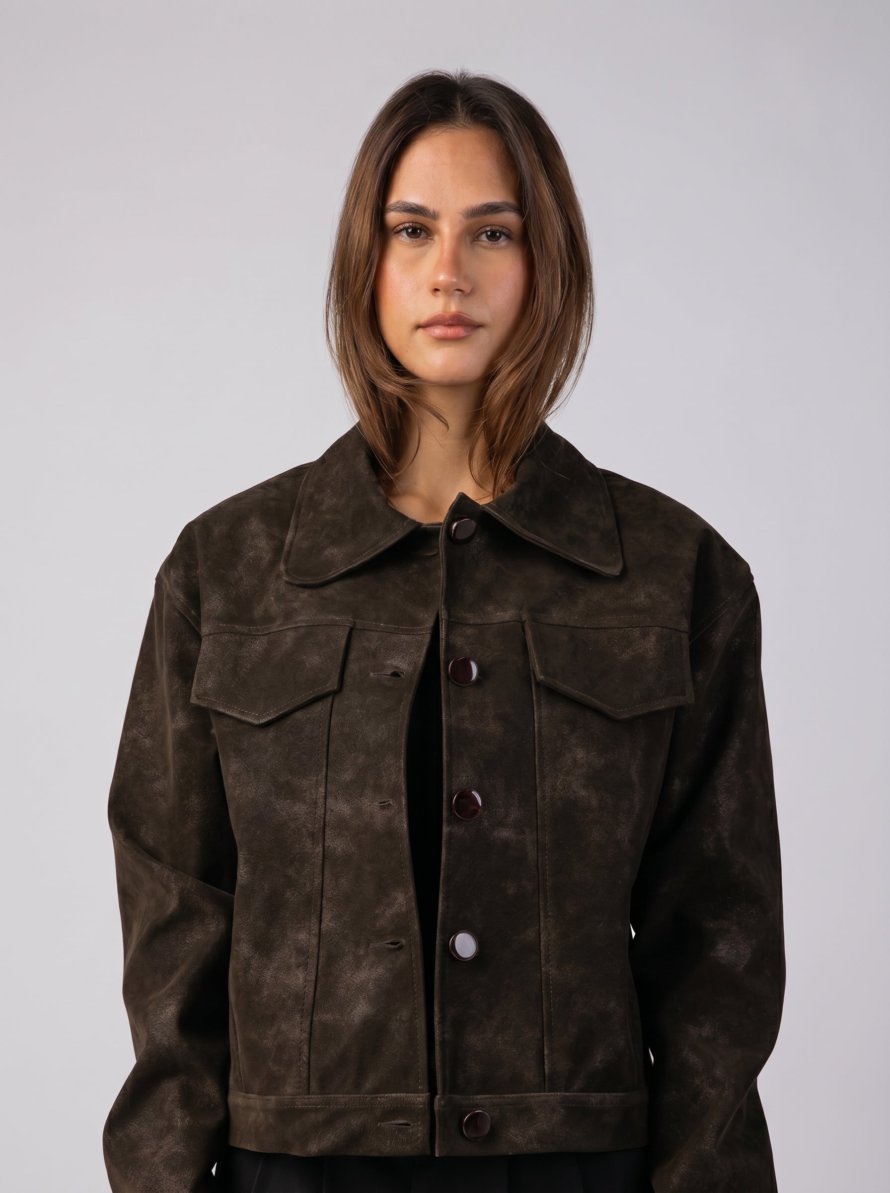 Genuine Suede jacket with front pockets