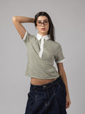 City Stripe Polo in Light Olive
