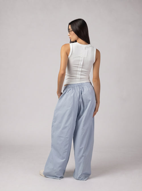 Buttoned Checkered oversize Pants in Baby Blue