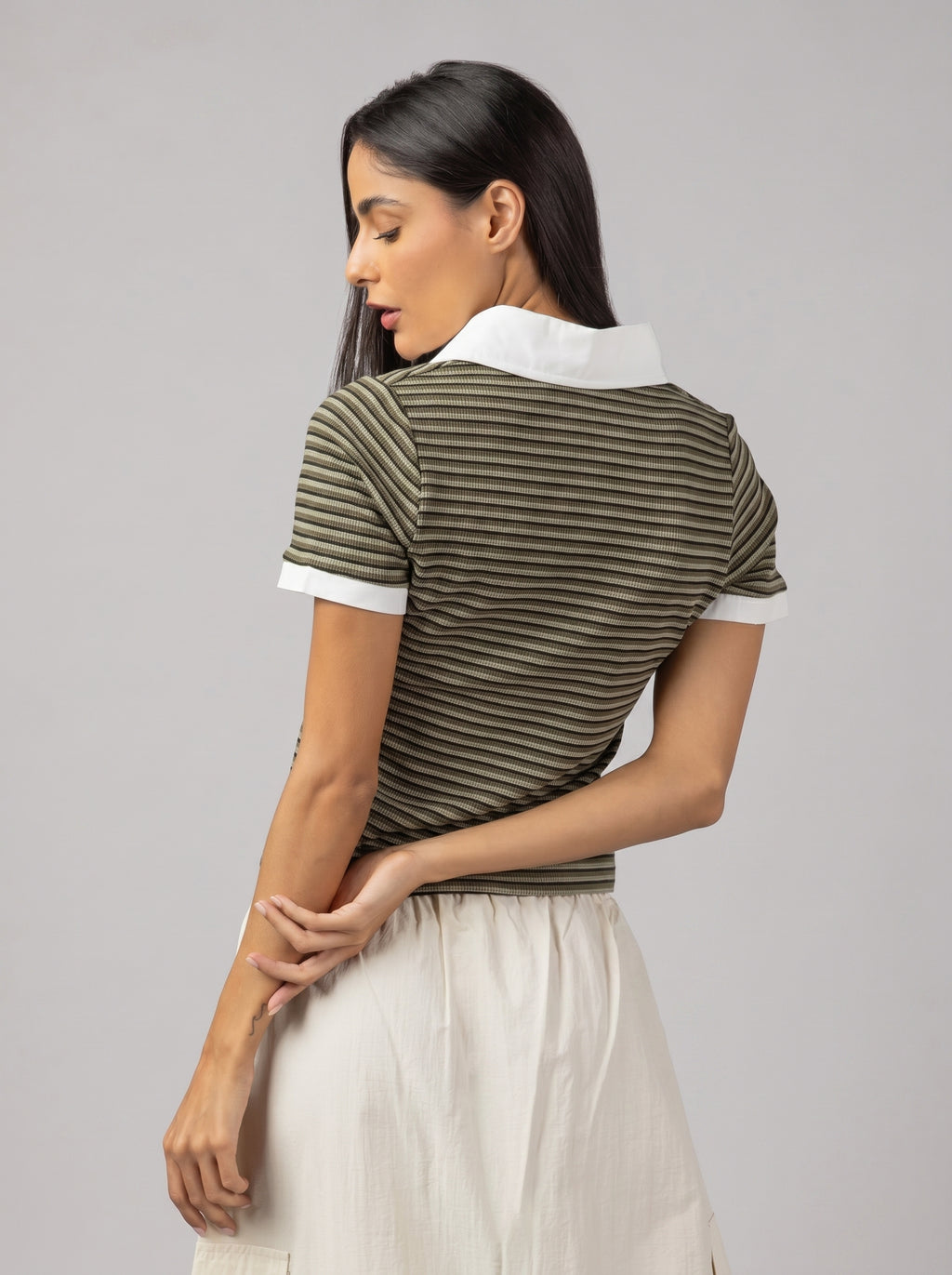 City Stripe Polo in Olive