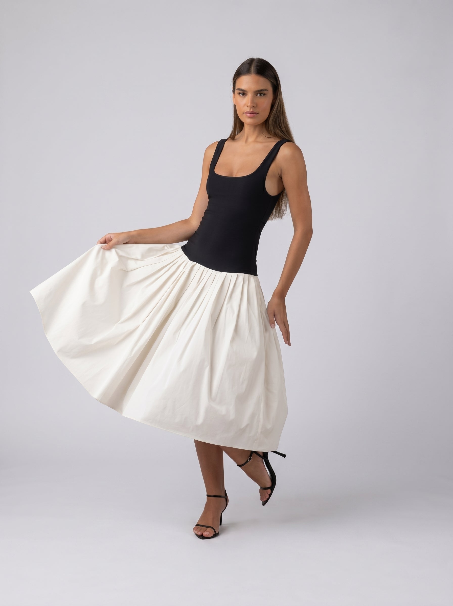 The Audrey Drop-Waist Dress in White
