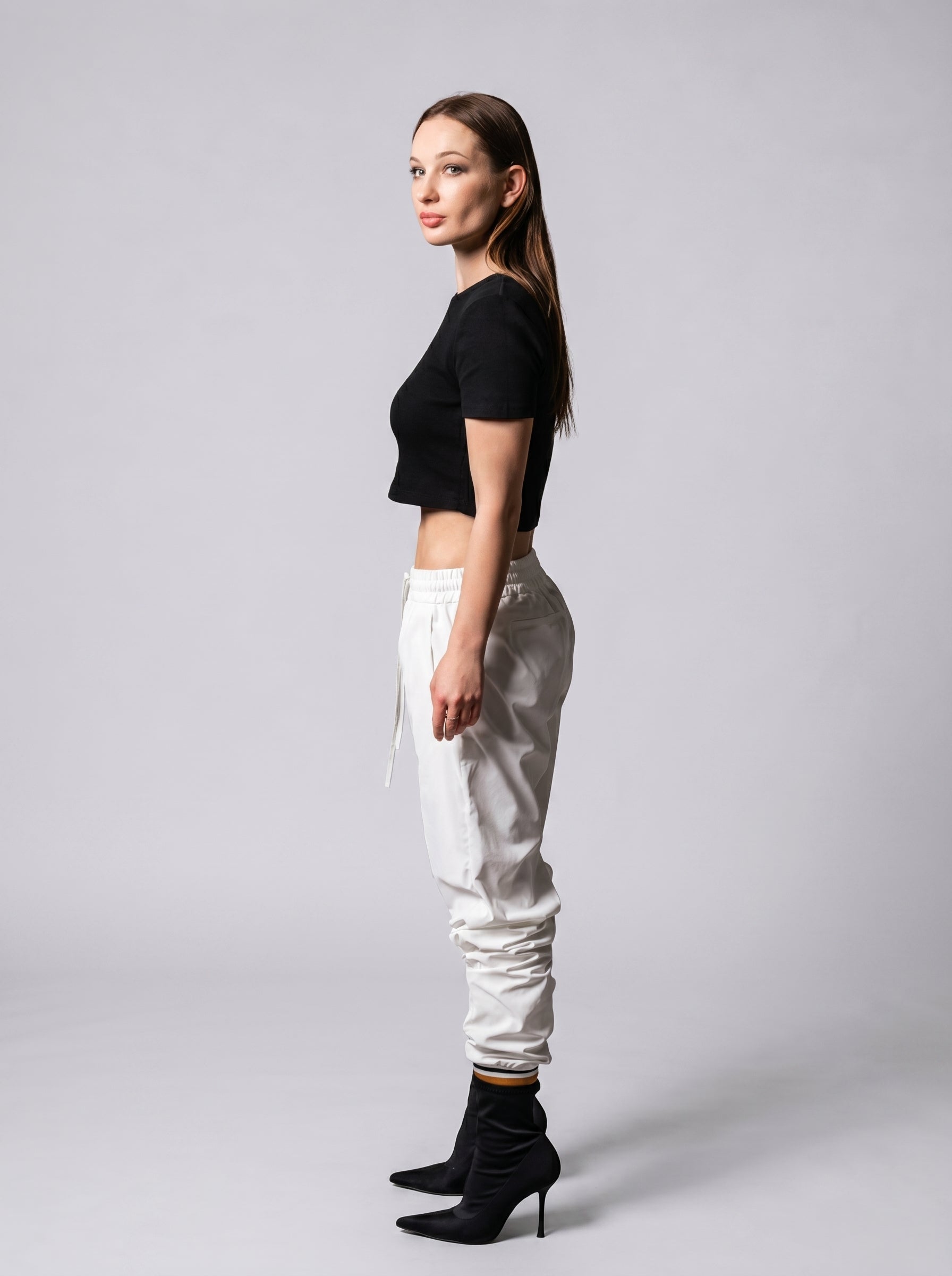 Drawstring joggers in Metallic White