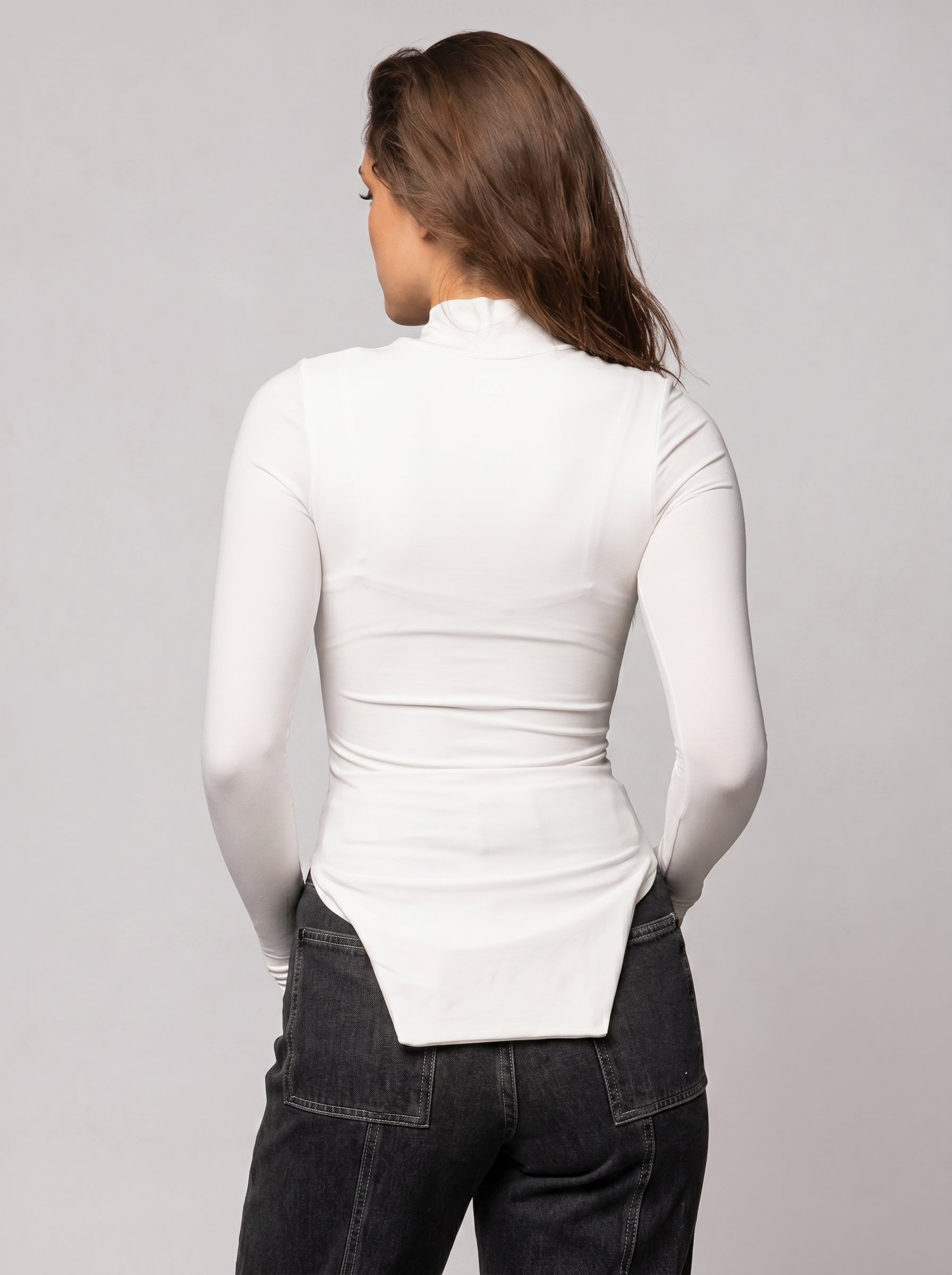 High Neck Top in White