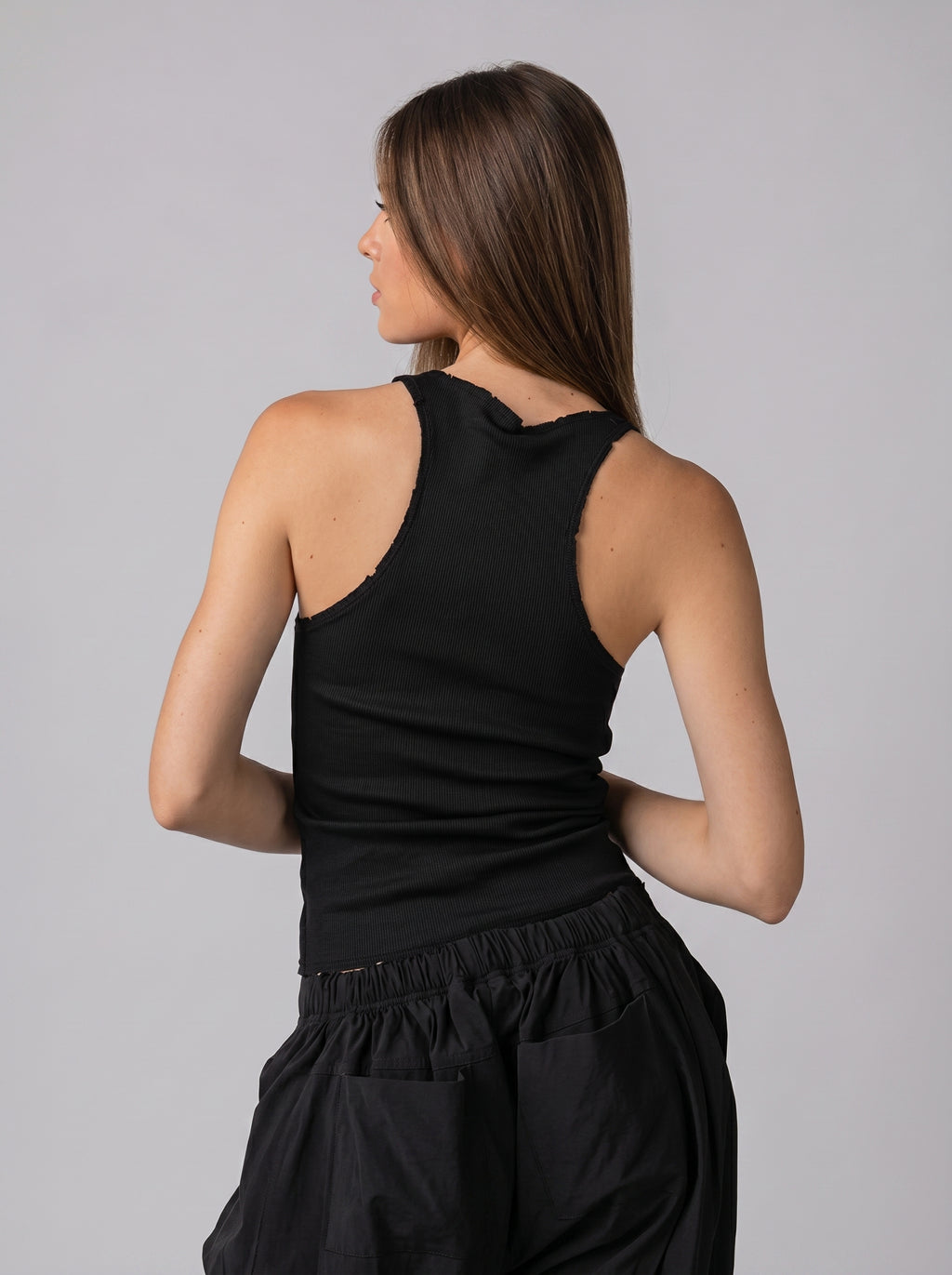 Ripped halter neck top  in Black