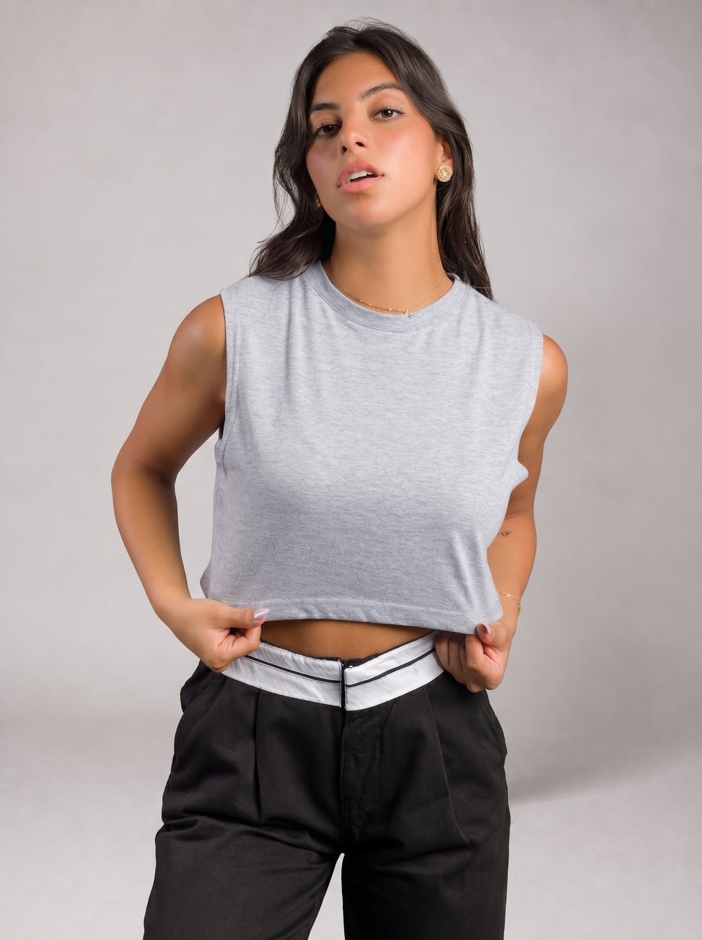Basic Crop Top in Grey