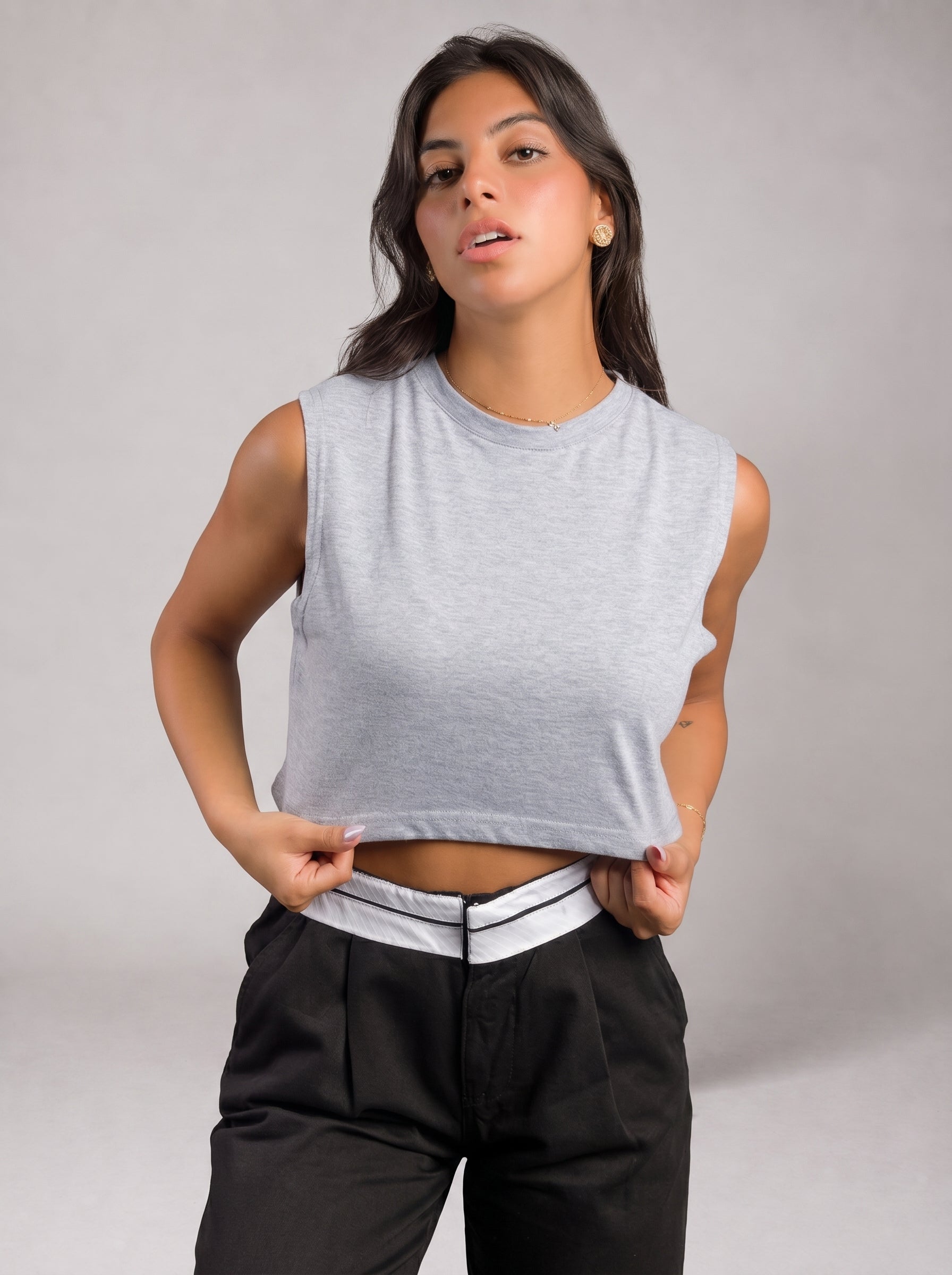 Basic Crop Top in Grey