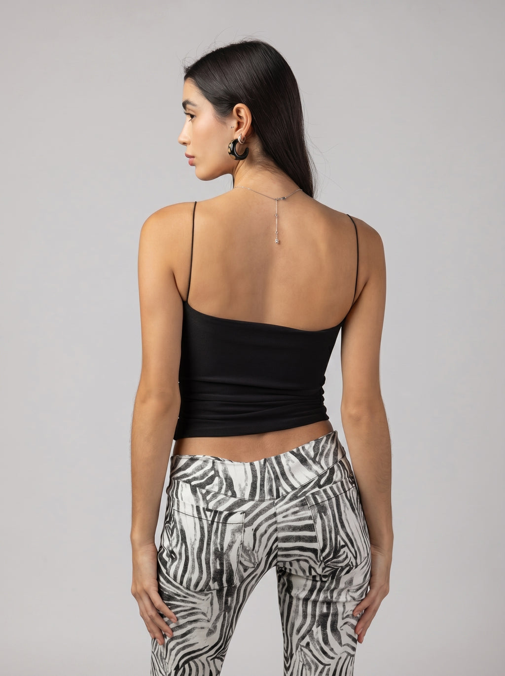 Drapé Slip Top in Black