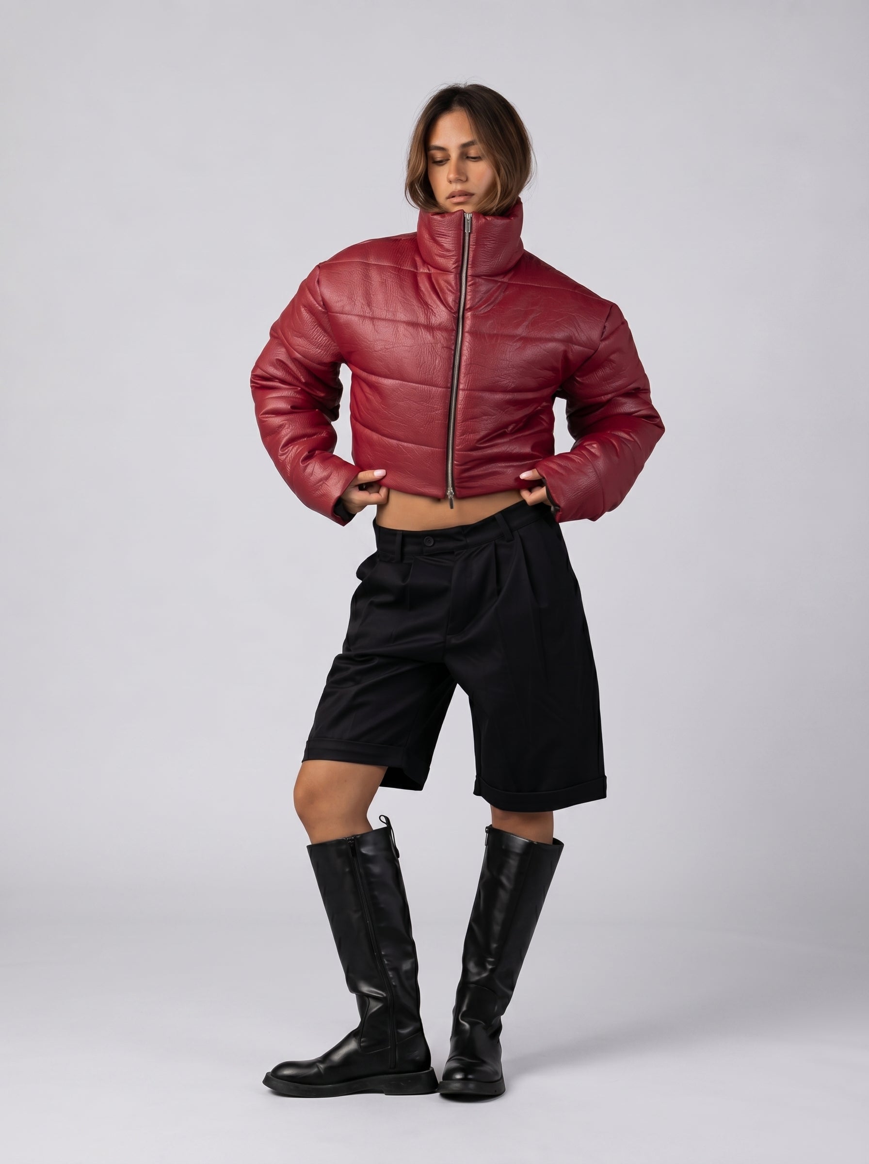 Cropped Waterproof Bomber Jacket