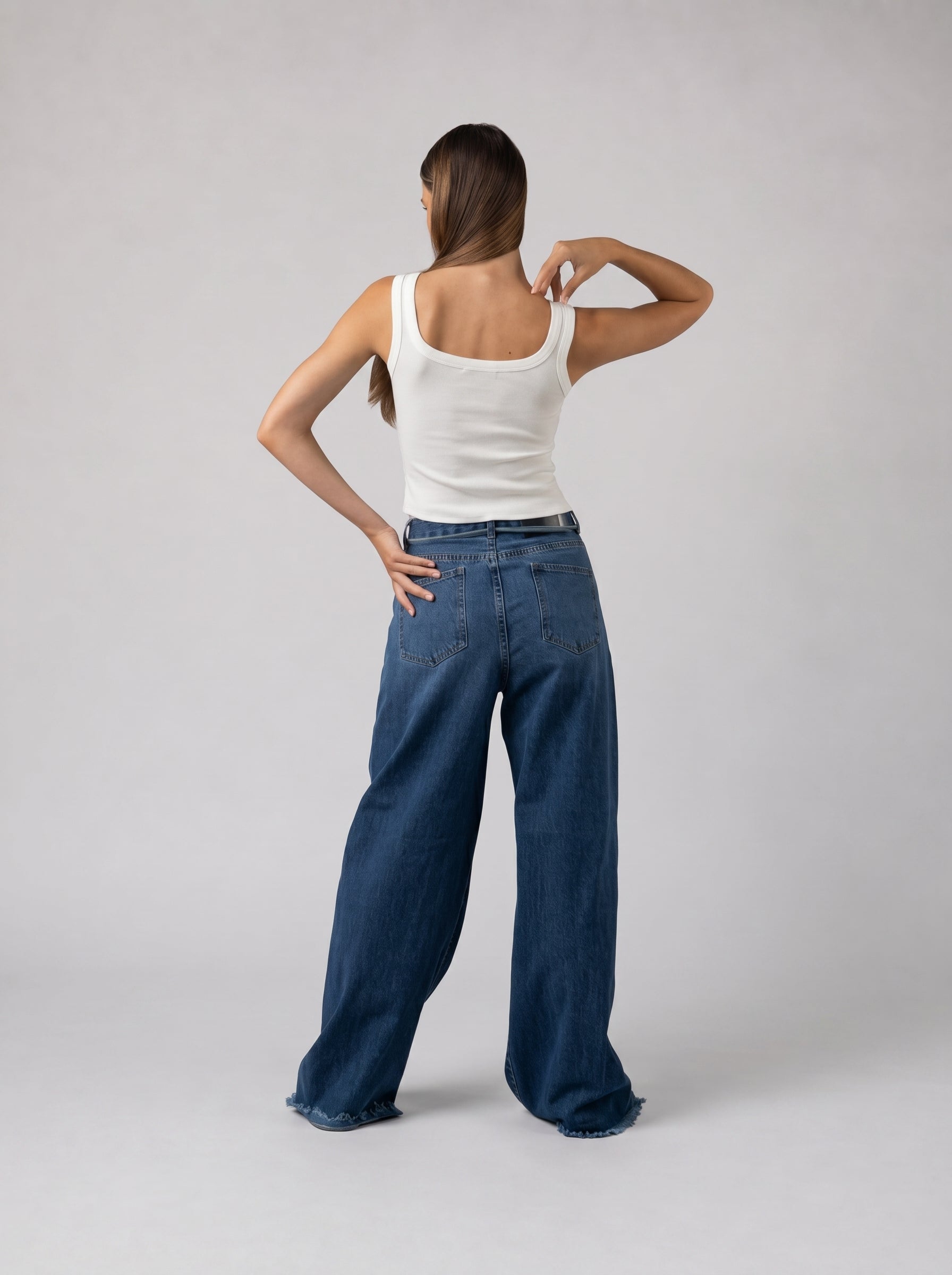 Raw Edge Jeans in Blue