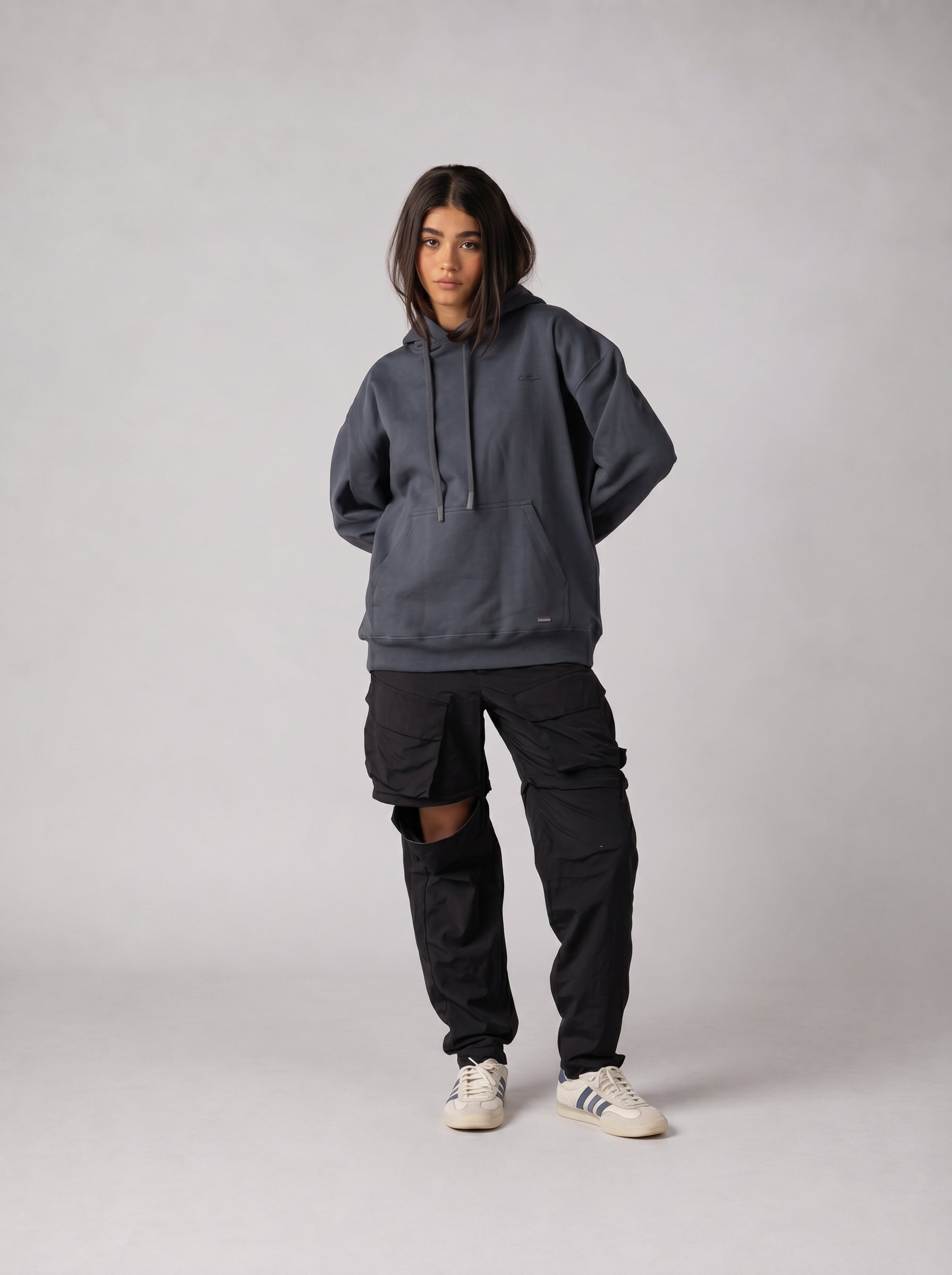 Rubber Logo Basic Hoodie in Dark Grey
