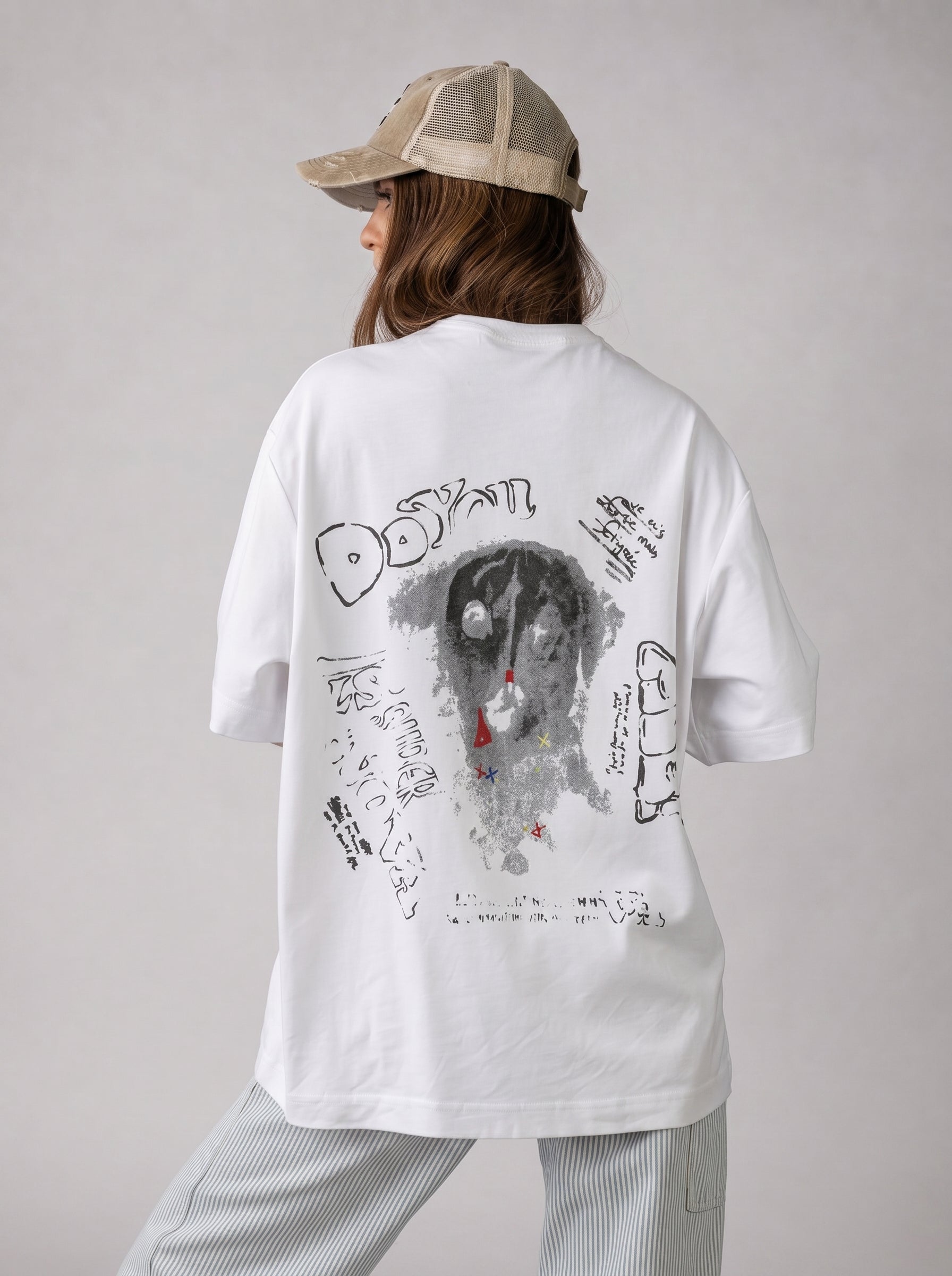 Dalmatian Sketch Oversized T-shirt in White