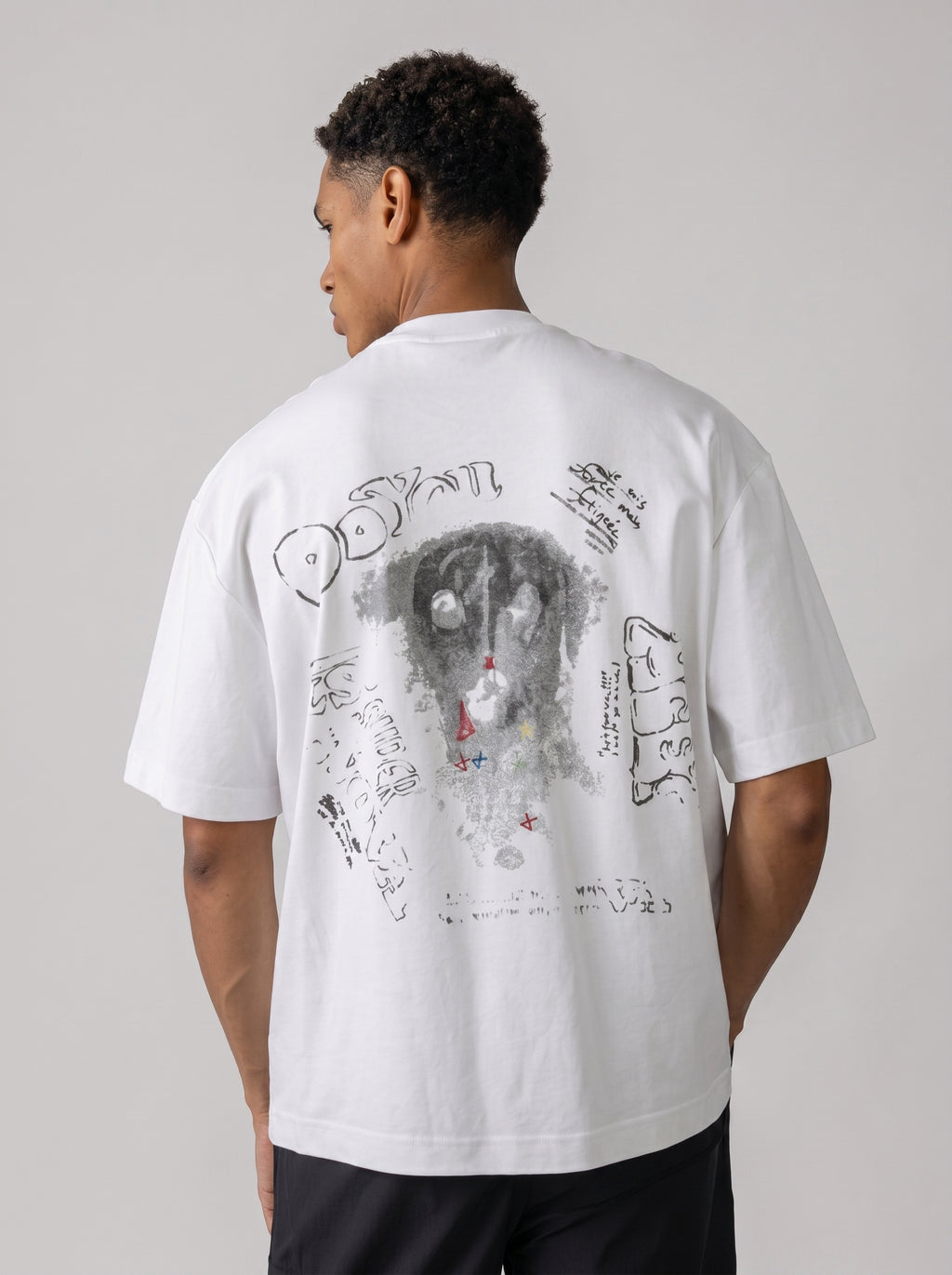 Dalmatian Sketch Oversized T-shirt in White