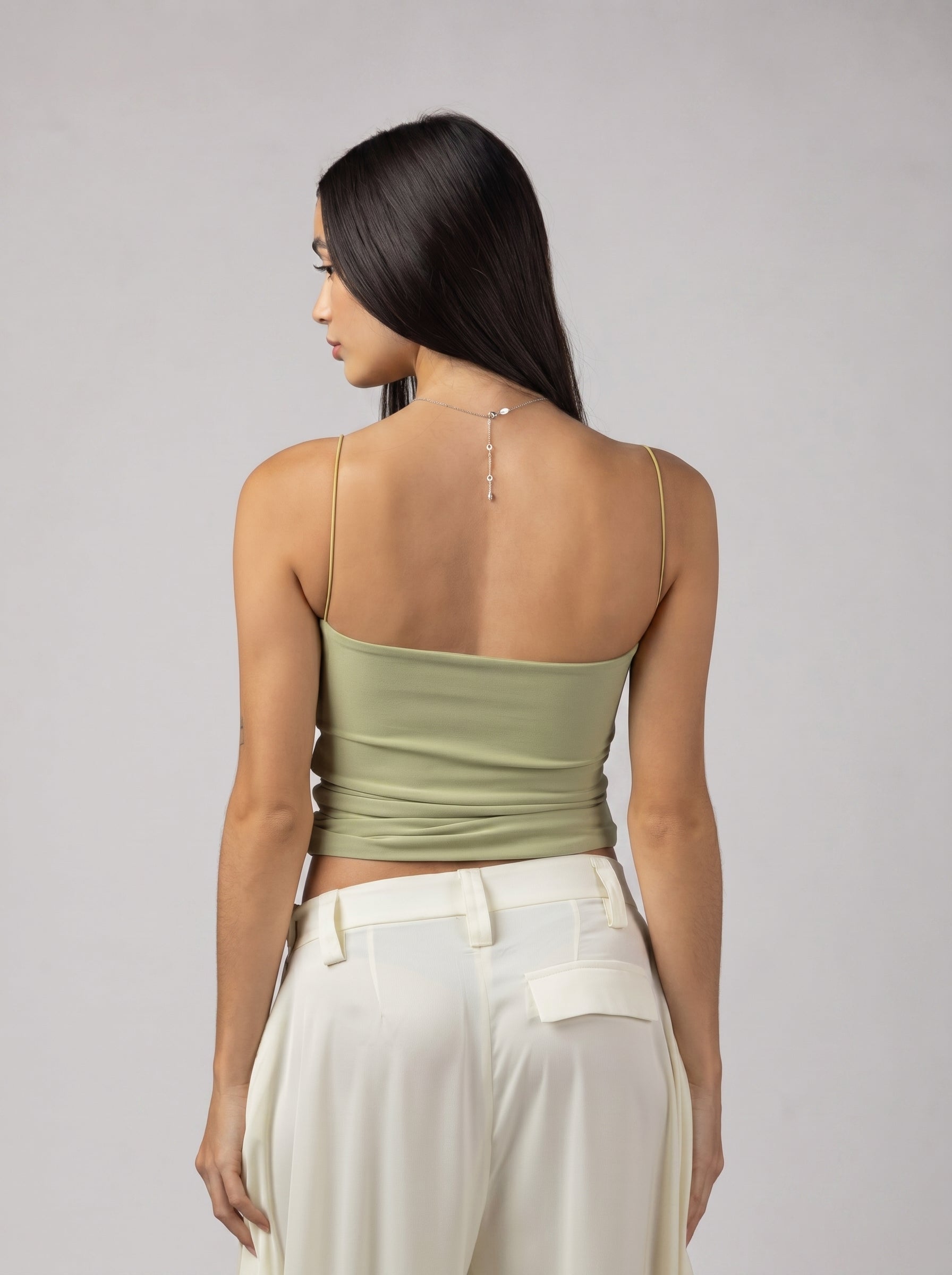 Drapé Slip Top in Mint Green