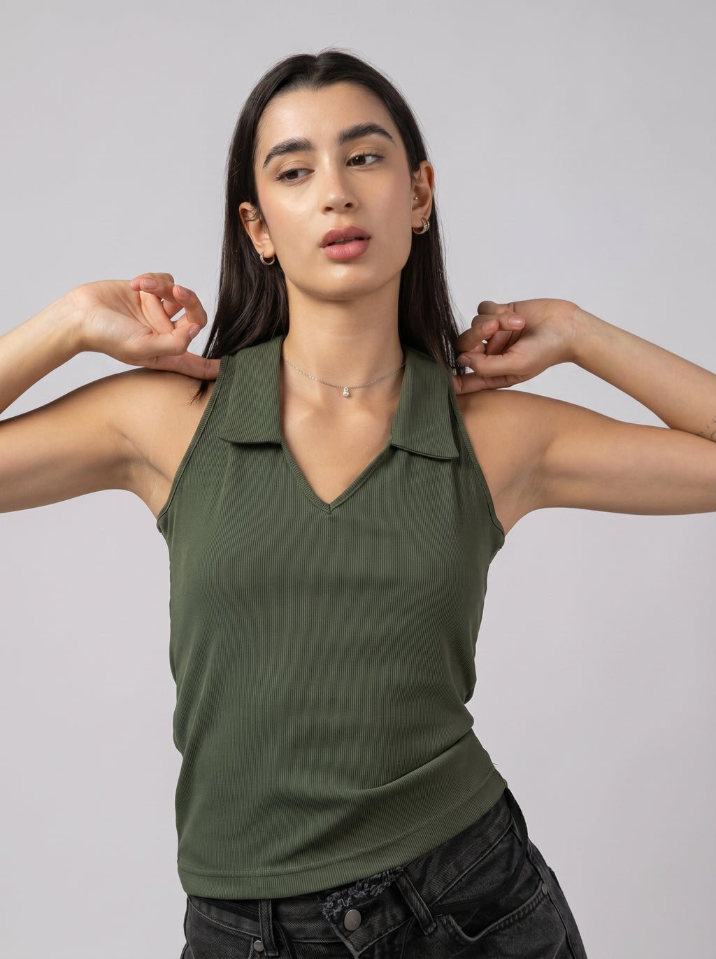 RIB V Core Top  in Olive