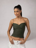 Drapé Slip Top in Olive